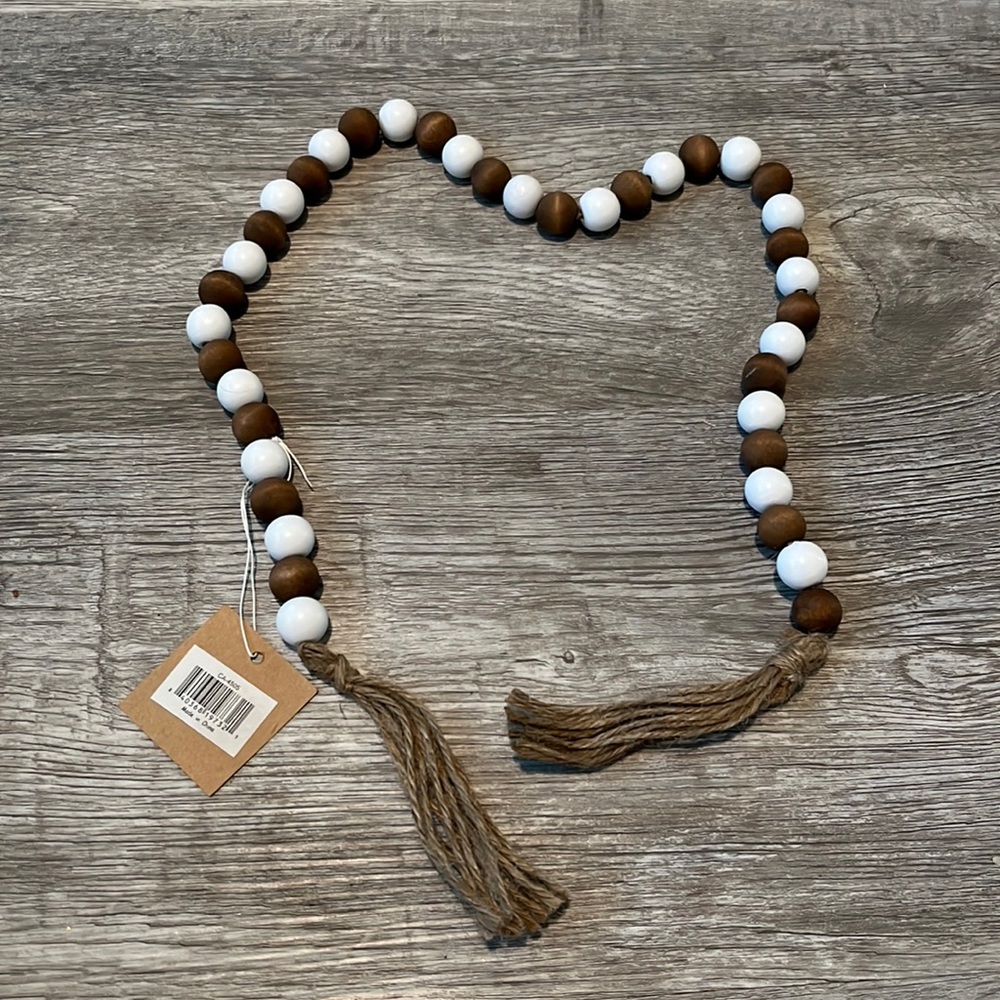 NWT Collins Brown/ White Bead Decor